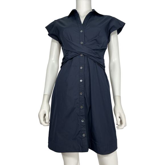Veronica Beard Crossover Blue Nagano Shirtdress Size 2 - Picture 2 of 4